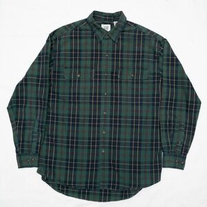 Vintage 90s GAP Green Plaid Lightweight Flannel Button Up Shirt Sz M UAE